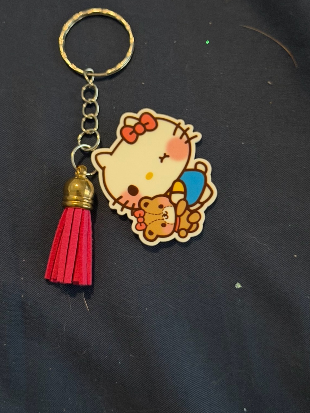 Pink Kitty Charm Keychain with Tassel - Accessories